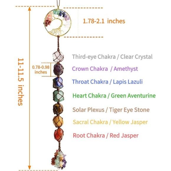 7Chakra Stone Healing Crystal Tree of Life Wall Hanging Home Interior Decoration - Picture 2 of 7